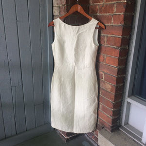 Vintage Italian Boatneck Ivory Linen Sheath Dress
